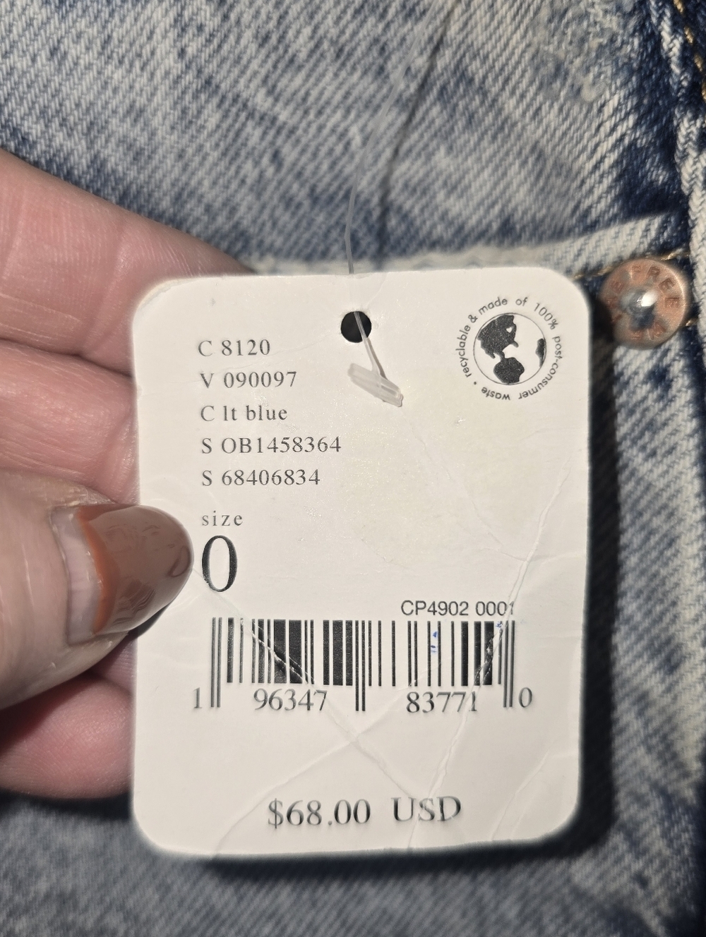 We The Free Denim Mini Skirt Raw Hem Button Fly Light Wash Festival NWT Size 0 - Picture 5 of 7